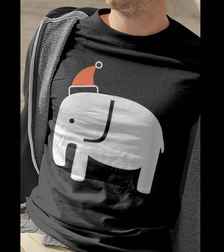 White Elephant Santa Hat Christmas T-Shirt