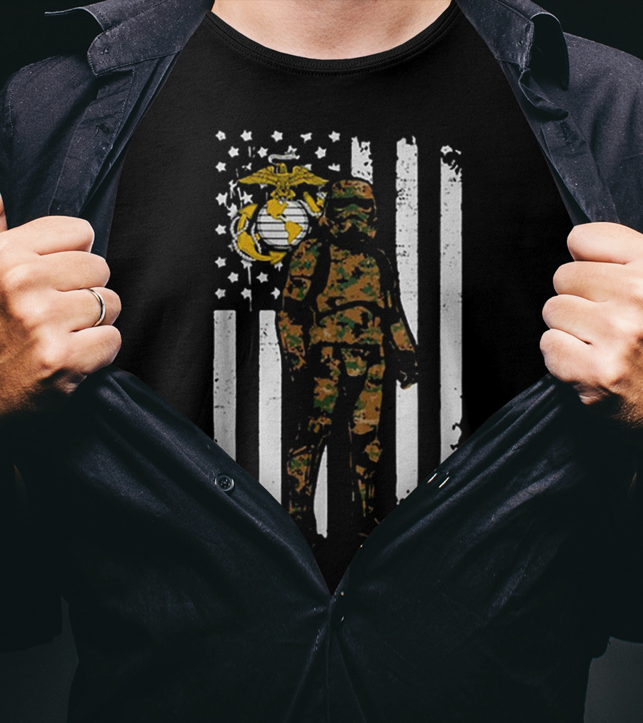 Stormtrooper US Marine Corps Camo America Flag T-Shirt