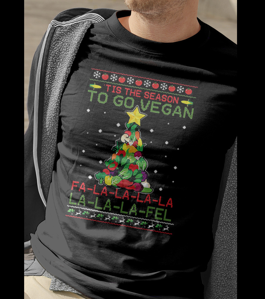 'Tis The Season To Go Vegan Fa-La-La-La-La La-La-La-Fel Veggie Tree T-Shirt