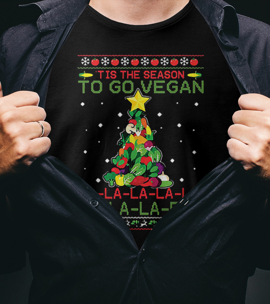 'Tis The Season To Go Vegan Fa-La-La-La-La La-La-La-Fel Veggie Tree T-Shirt