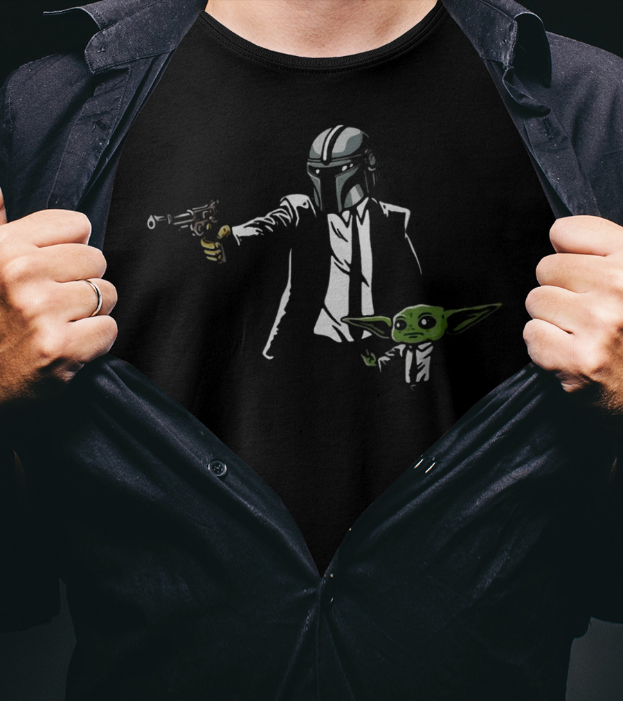 The Mandalorian Baby Yoda Pulp Fiction Suit Mashup T-Shirt
