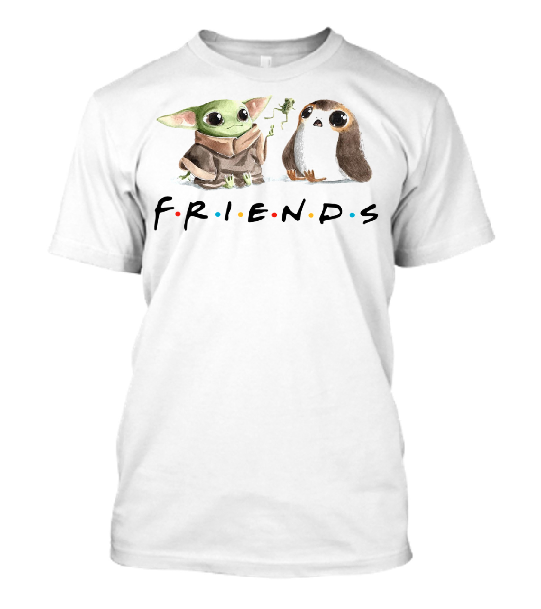 Baby Yoda Friends Frog Penguin Porg Mandalorian Star Wars T-Shirt