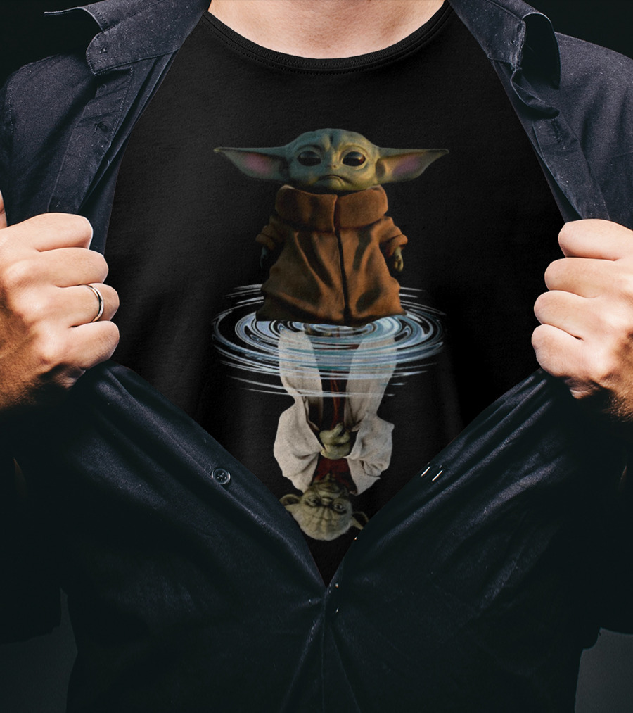 Baby Yoda Water Reflection Mirror Yoda Ripples T-Shirt