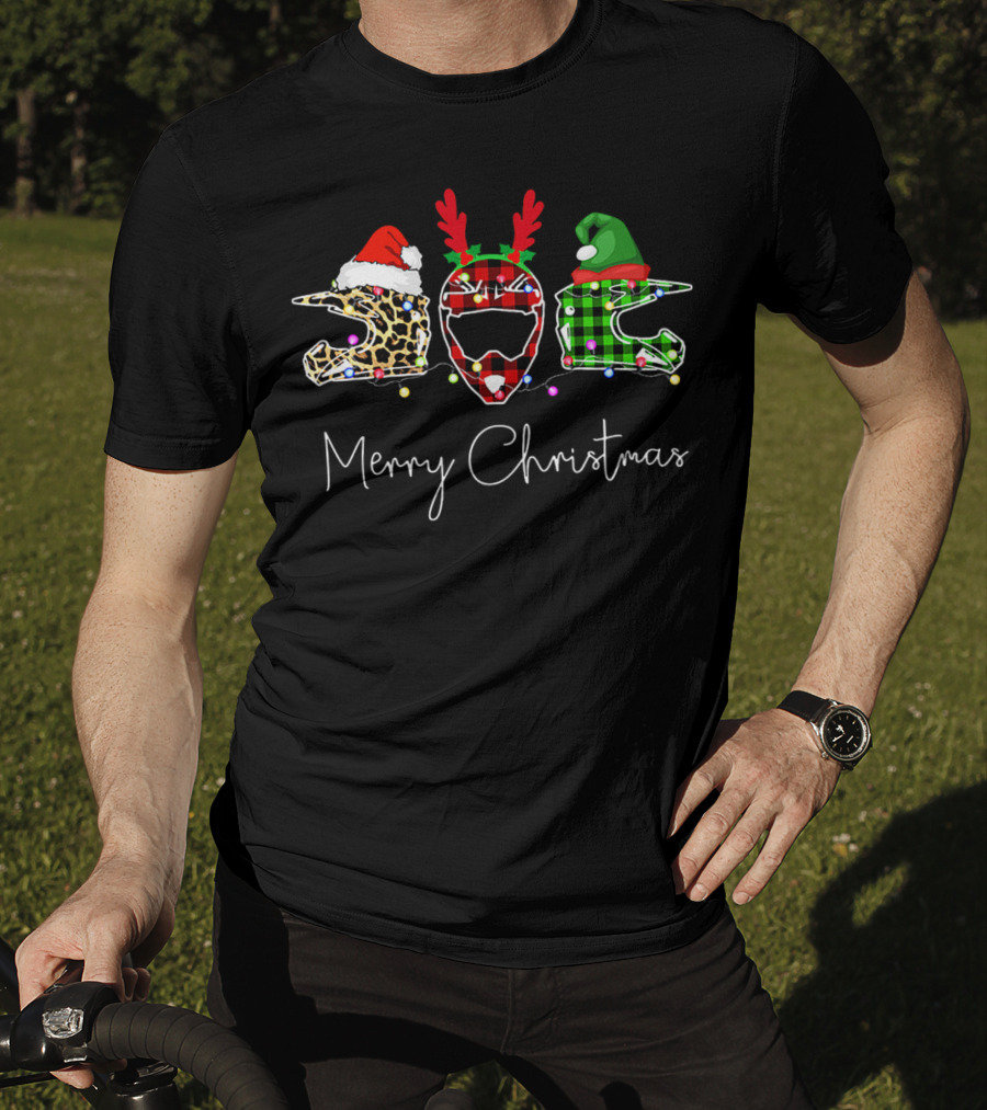 Leopard Plaid Helmets Merry Christmas T-Shirt