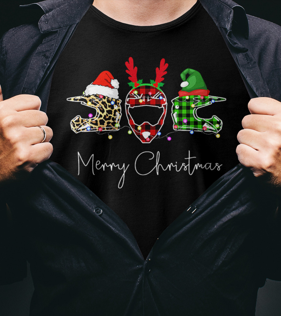 Leopard Plaid Helmets Merry Christmas T-Shirt