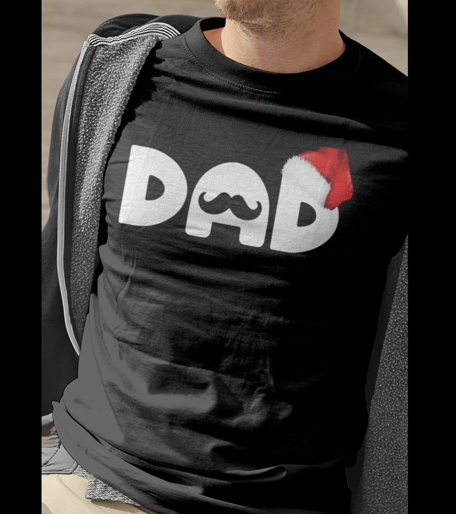 Dad Moustache Santa Hat T-Shirt