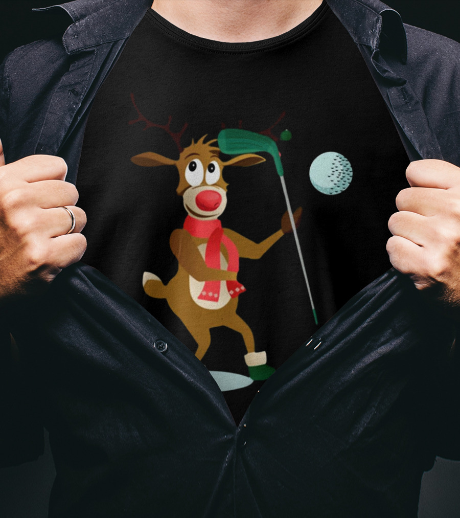 Reindeer Golf Christmas Fun T-Shirt