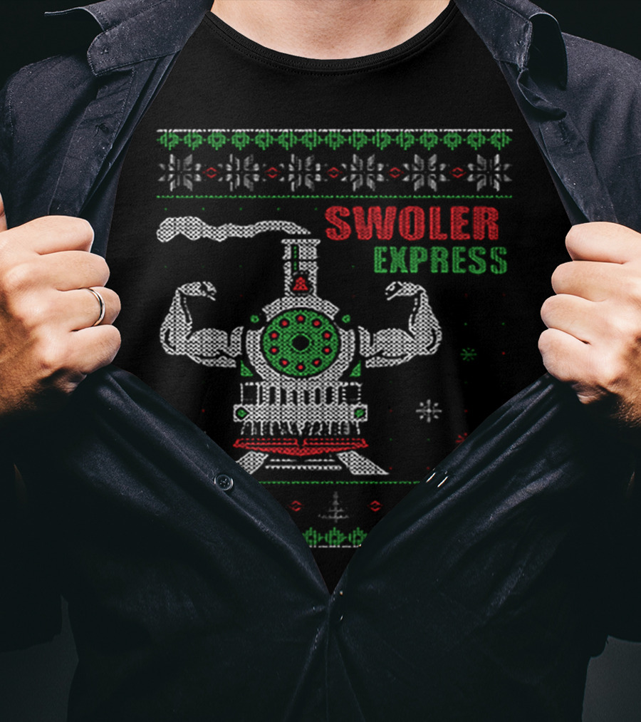 Swoler Express Muscle Train Ugly Christmas T-Shirt