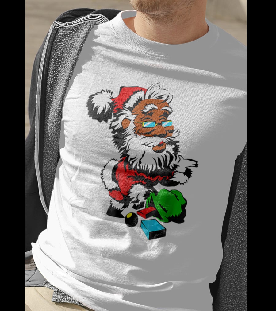 African American Santa Claus With Presents And Santa Hat T-Shirt