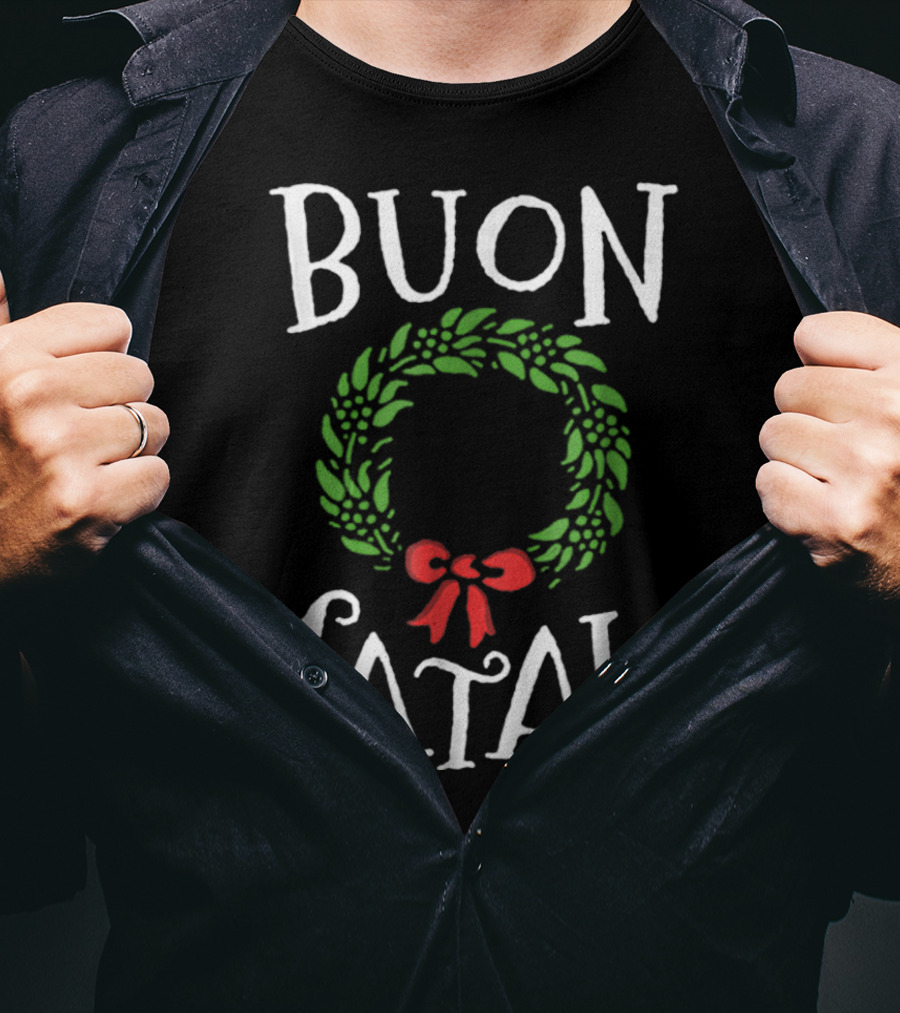 Buon Natale Christmas Wreath Italian Holiday Greetings Italy T-Shirt