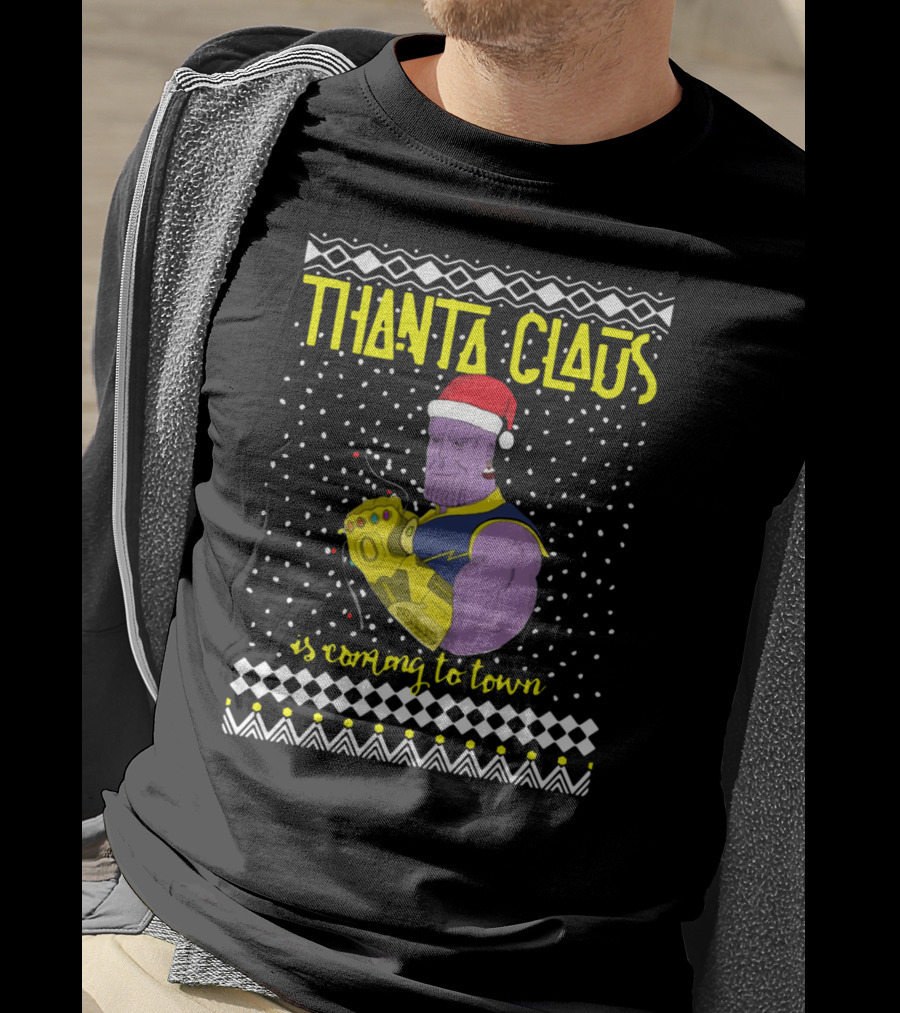 Thanta Claus Thanos Is Coming To Town Marvel Comic Mashup Christmas T-Shirt