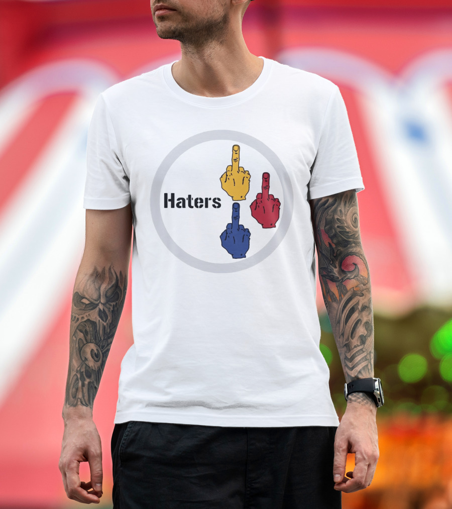 Haters Yellow Red Blue Middle Finger Steelers Haters T-Shirt