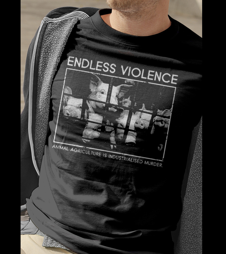 Endless Violence Animal Agriculture Is Industrialised Murder Pigs In Cage T-Shirt