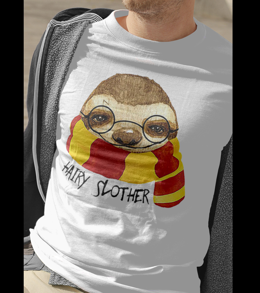 Hairy Slother Sloth Lovers Wizard Scarf Glasses Magic T-Shirt