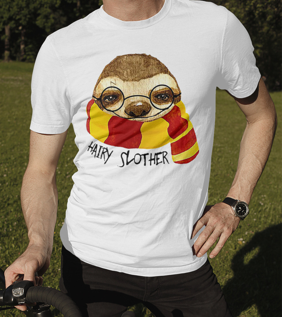 Hairy Slother Sloth Lovers Wizard Scarf Glasses Magic T-Shirt