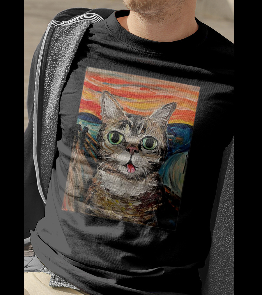 Lil Bub Cat The Scream Vincent Van Gogh T-Shirt