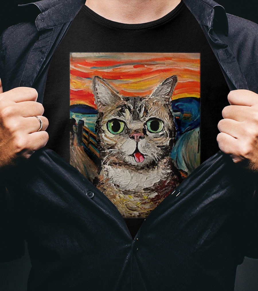 Lil Bub Cat The Scream Vincent Van Gogh T-Shirt