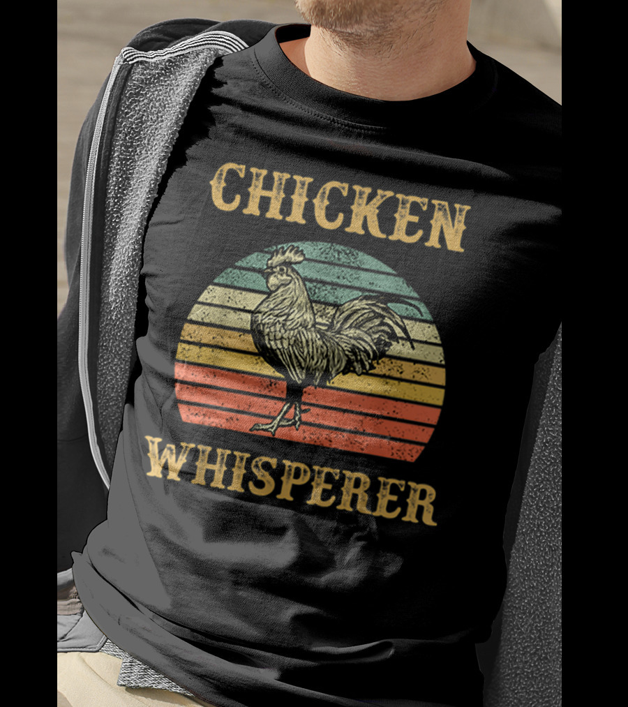 Chicken Whisperer Vintage Retro Rooster Stripes T-Shirt
