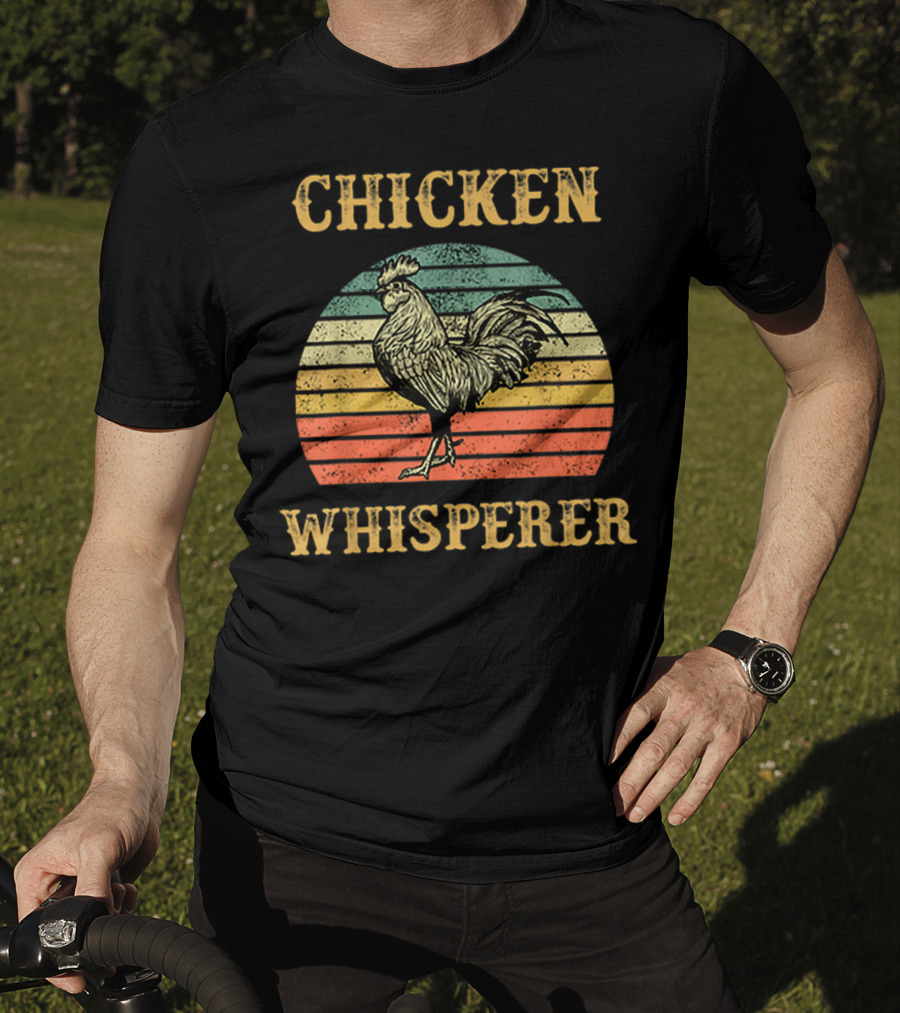 Chicken Whisperer Vintage Retro Rooster Stripes T-Shirt