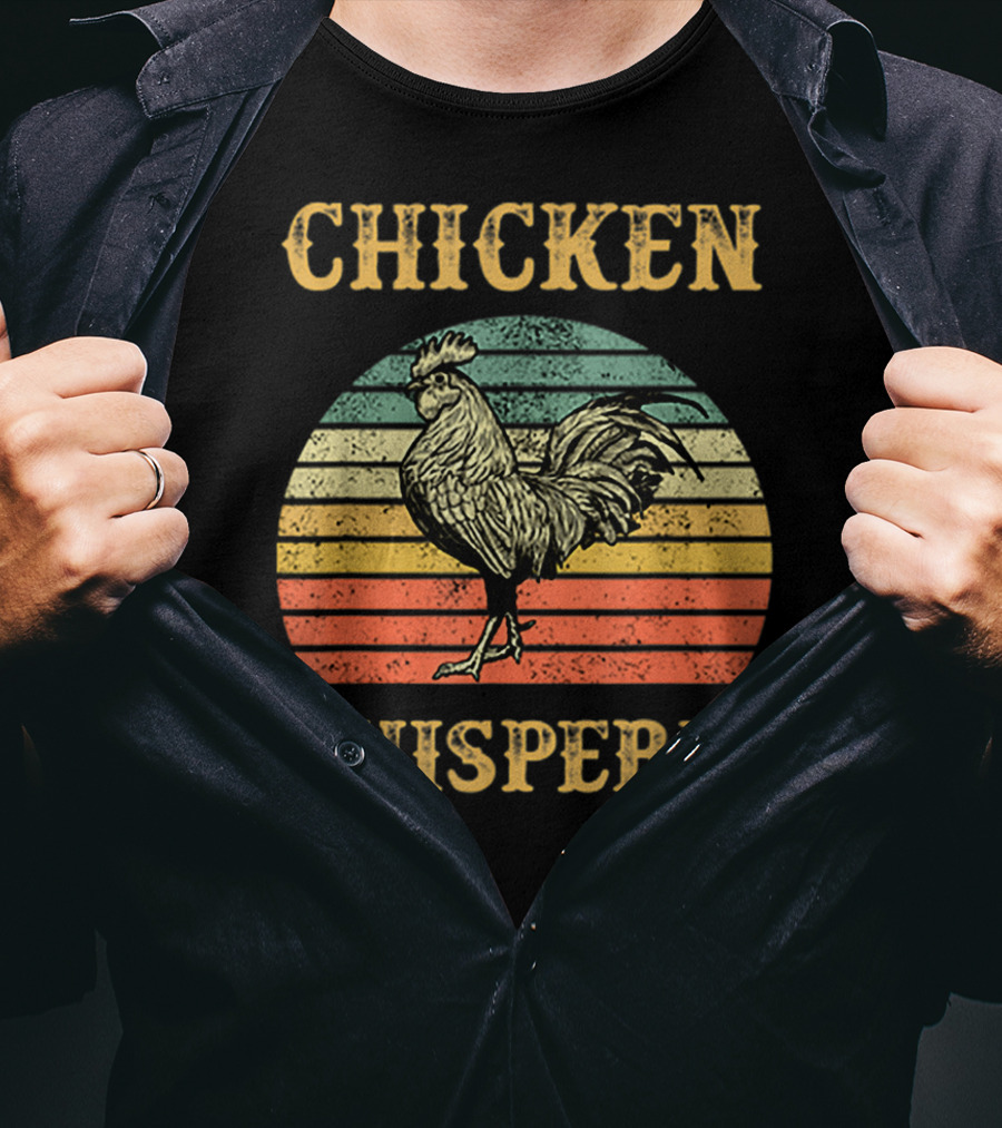 Chicken Whisperer Vintage Retro Rooster Stripes T-Shirt