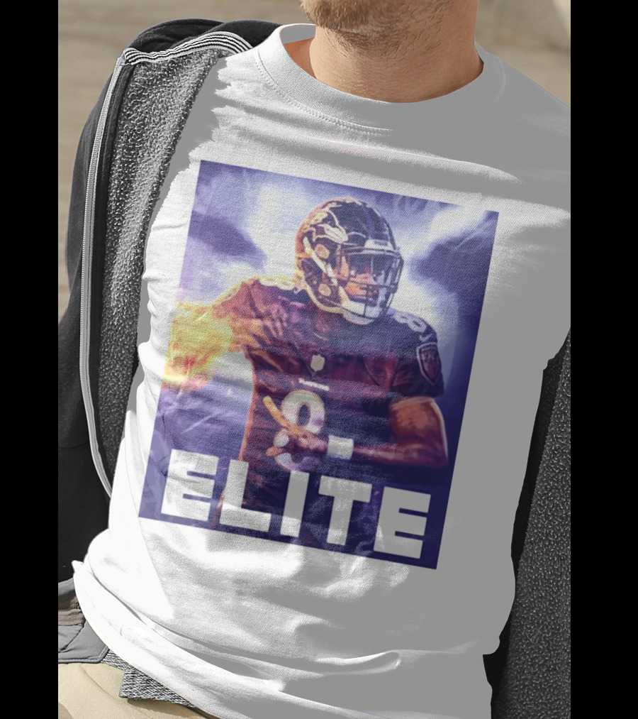 Lamar Jackson Ravens Elite 8 Fiery Action NFL Football T-Shirt