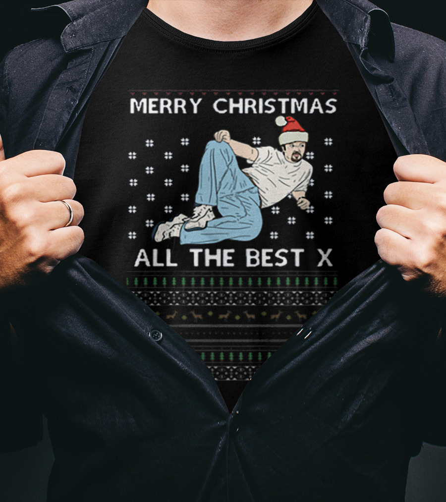 Merry Christmas All The Best X David Brent Festive Dance Santa Hat T-Shirt