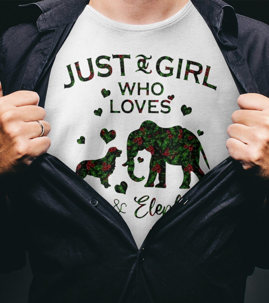 Just A Girl Who Loves Dogs And Elephants With Hearts T-Shirt