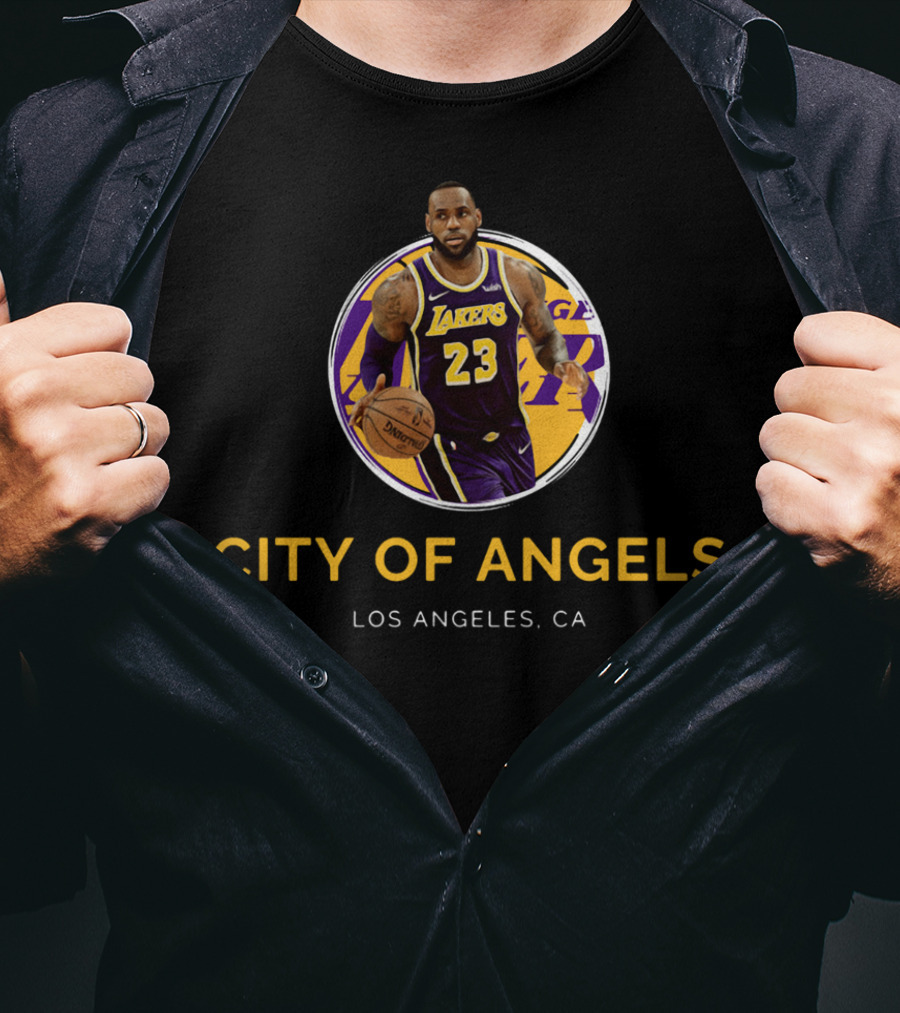 LeBron James Los Angeles Lakers #23 City Of Angels Los Angeles CA T-Shirt