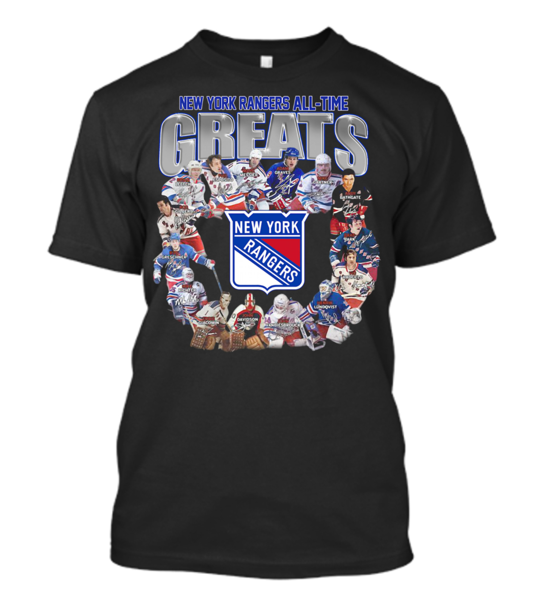 New York Rangers All-Time Greats Legends And Signatures T-Shirt