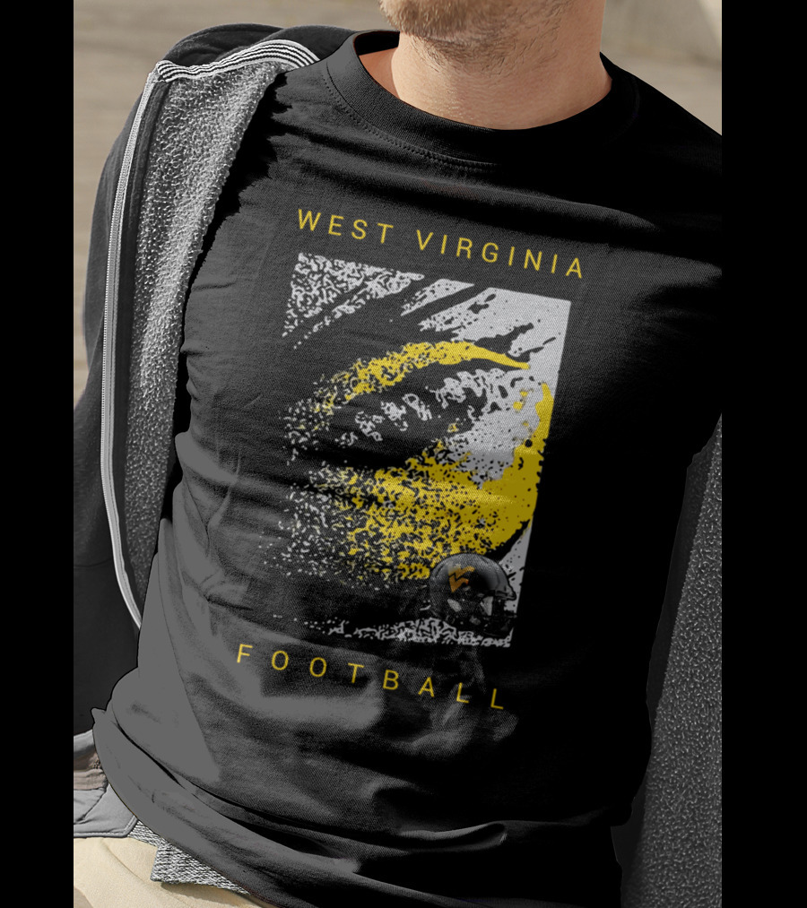 West Virginia Mountaineers Football Helmet And Textured T-Shirt