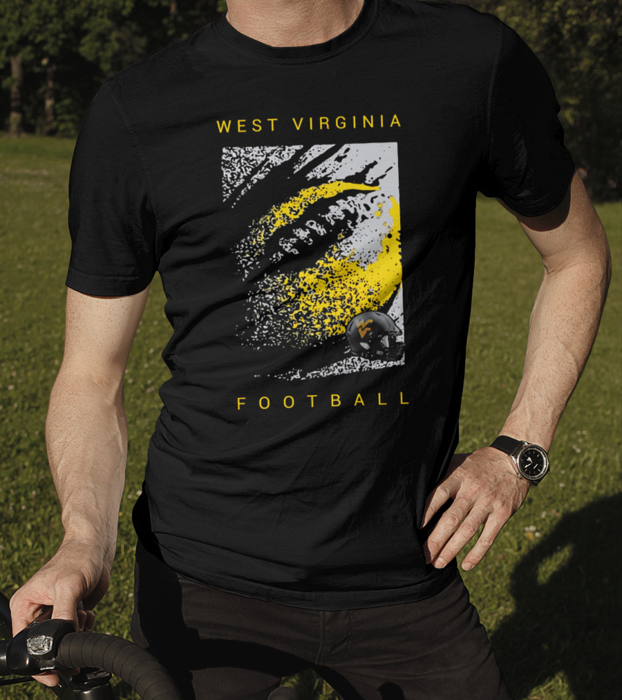 West Virginia Mountaineers Football Helmet And Textured T-Shirt