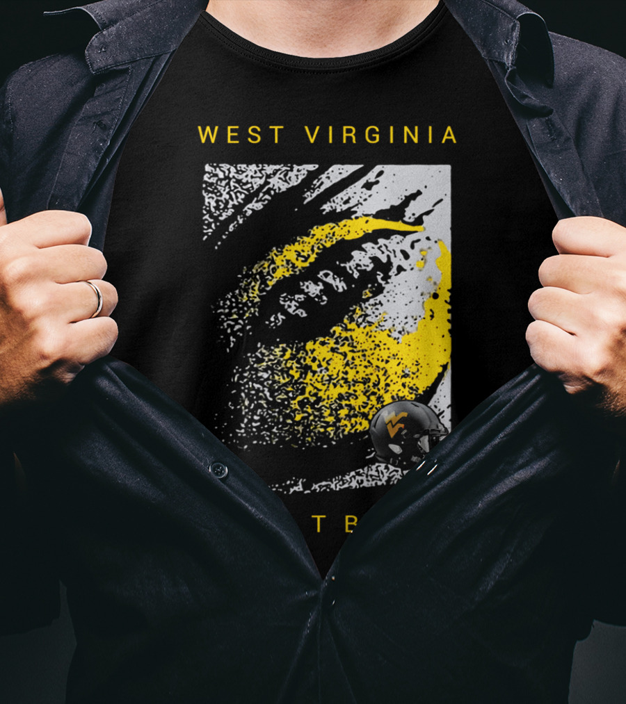 West Virginia Mountaineers Football Helmet And Textured T-Shirt