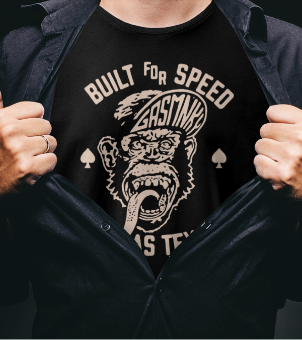 Built For Speed Gas Monkey Dallas Texas With Spade Iconic Monkey T-Shirt