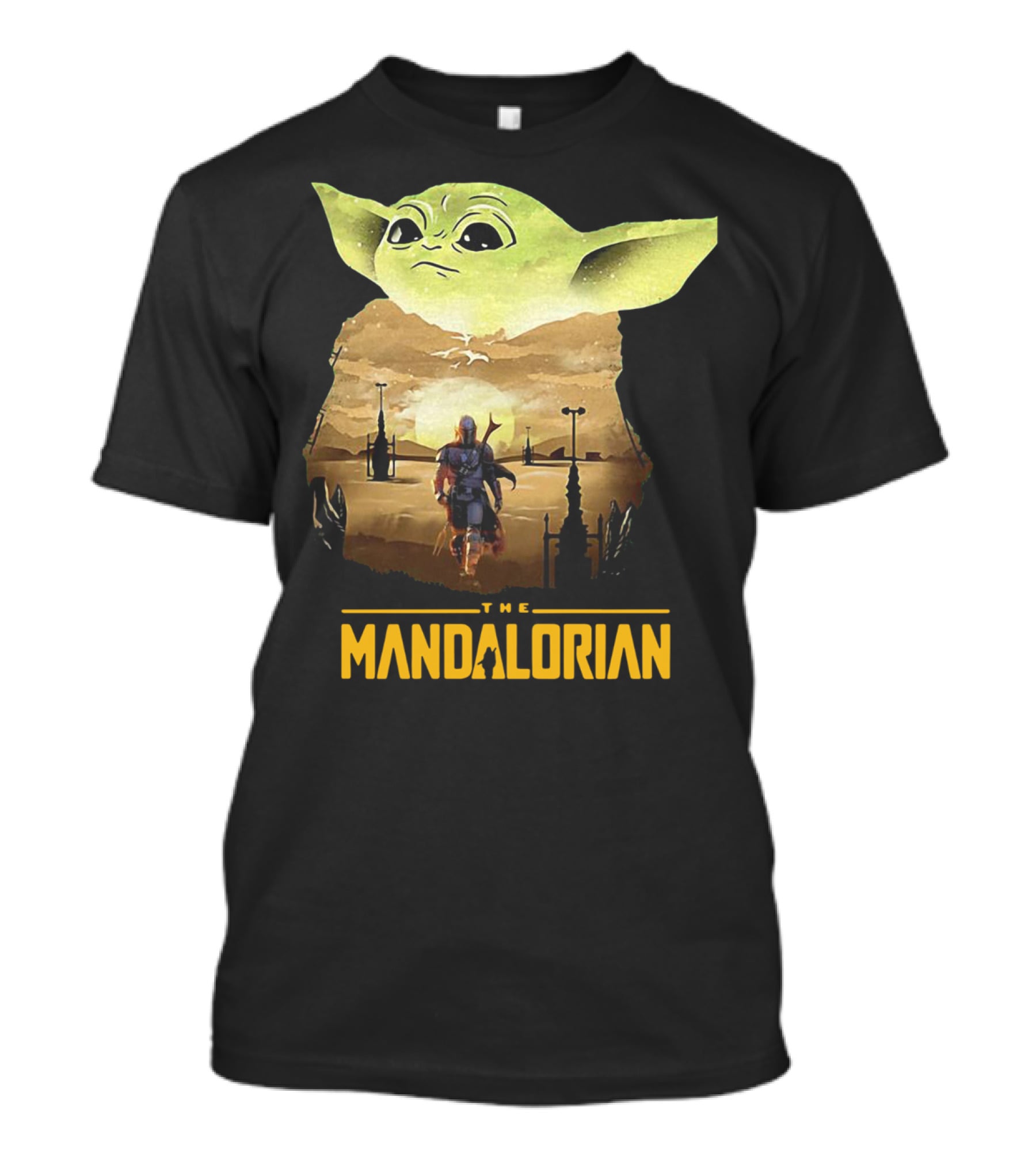 The Mandalorian Baby Yoda Sunset Scene T-Shirt