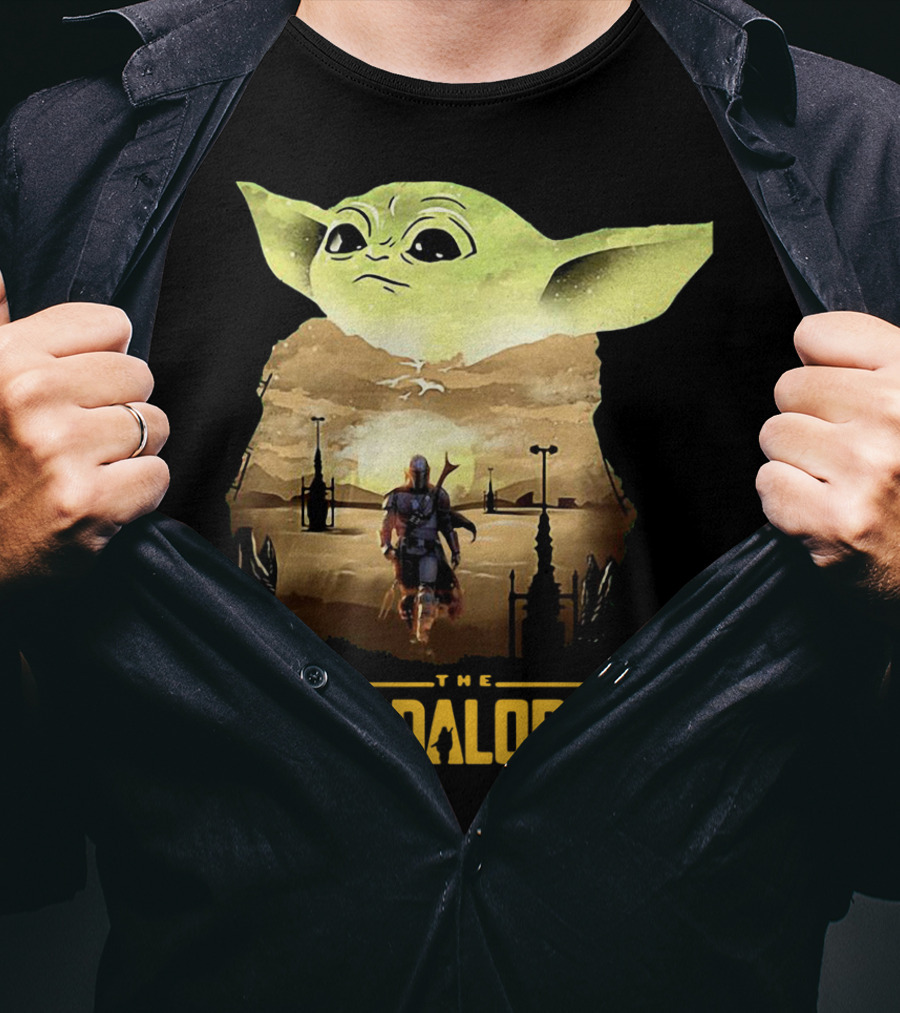 The Mandalorian Baby Yoda Sunset Scene T-Shirt