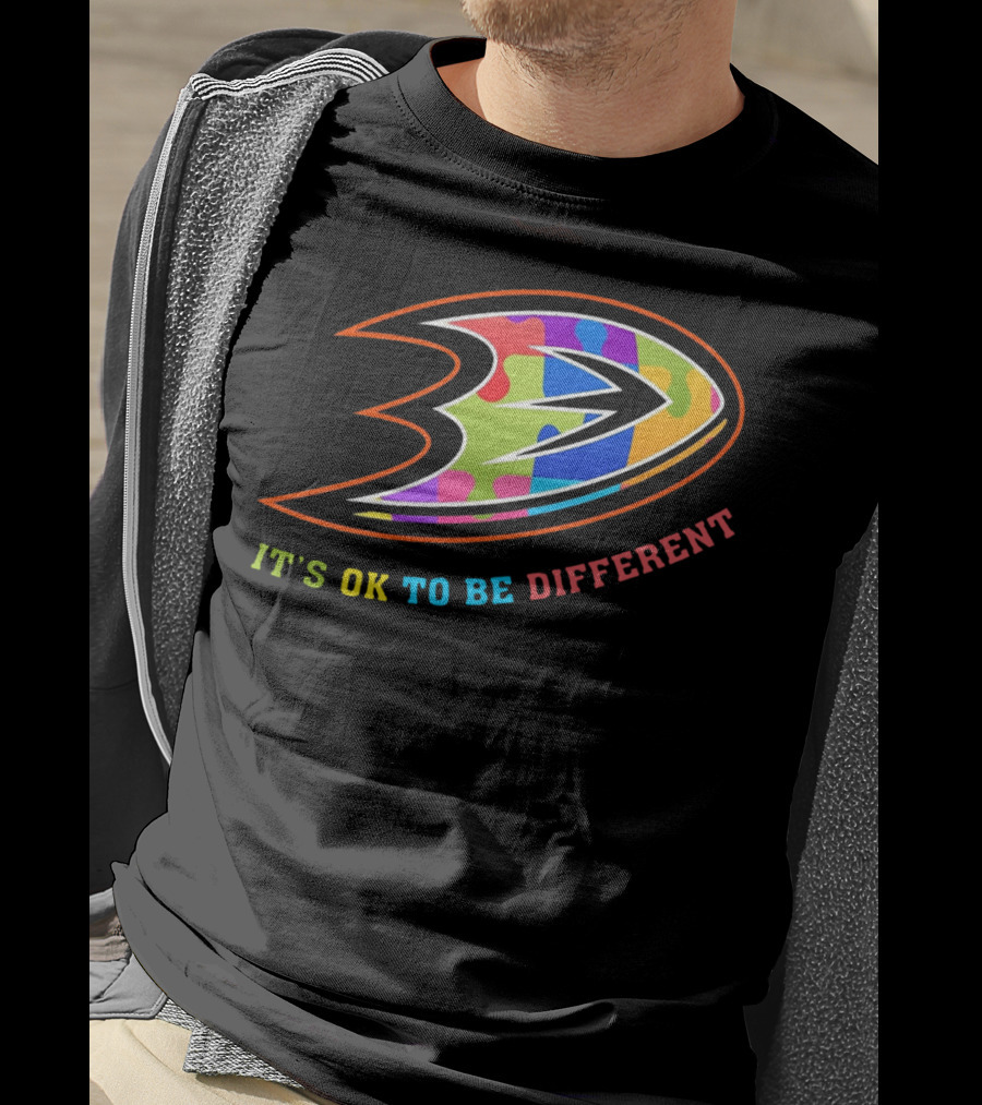 Anaheim Ducks It's Ok To Be Different Rainbow T-Shirt