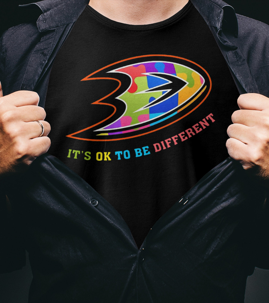 Anaheim Ducks It's Ok To Be Different Rainbow T-Shirt