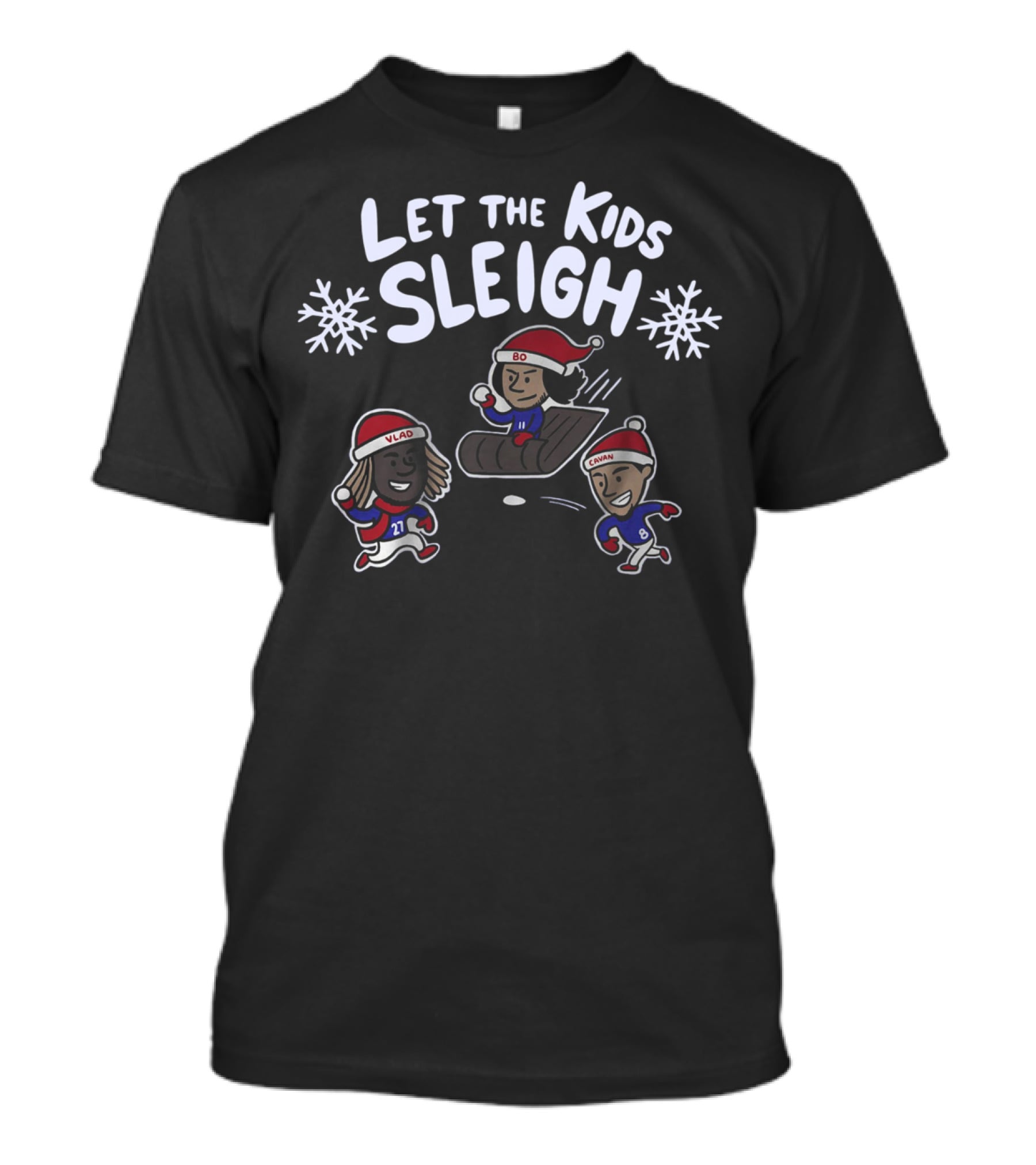 Let The Kids Sleigh Toronto Vlad Bo Cavan Christmas Sledding Snowflakes T-Shirt