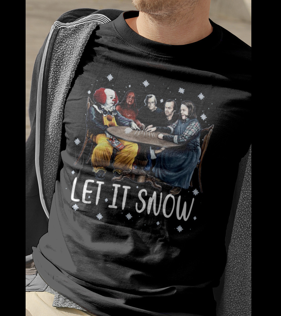 Stephen King Horror Friends Characters Let It Snow Holiday Scene T-Shirt
