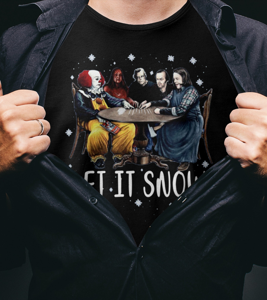 Stephen King Horror Friends Characters Let It Snow Holiday Scene T-Shirt