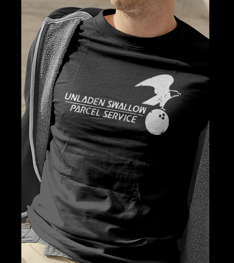 Unladen Swallow Parcel Service Monty Python Bowling Ball Bird T-Shirt