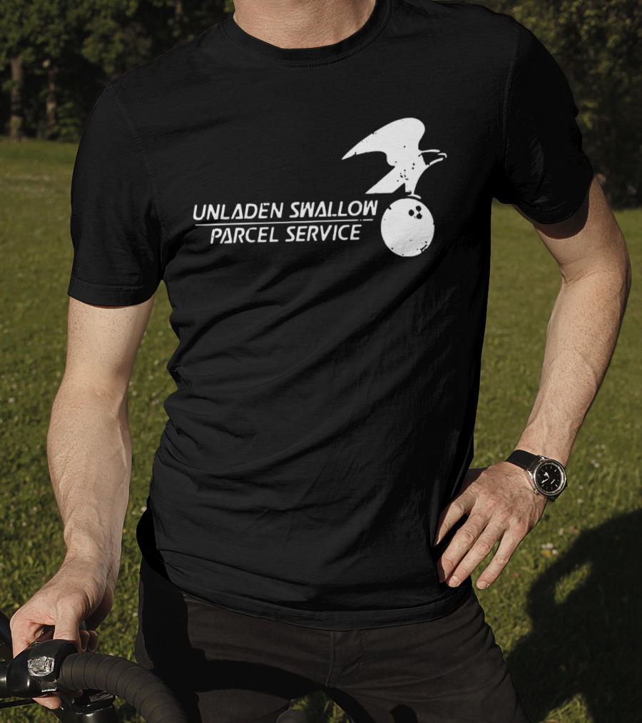 Unladen Swallow Parcel Service Monty Python Bowling Ball Bird T-Shirt