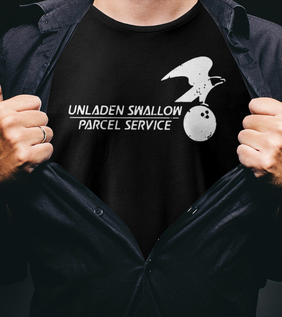 Unladen Swallow Parcel Service Monty Python Bowling Ball Bird T-Shirt