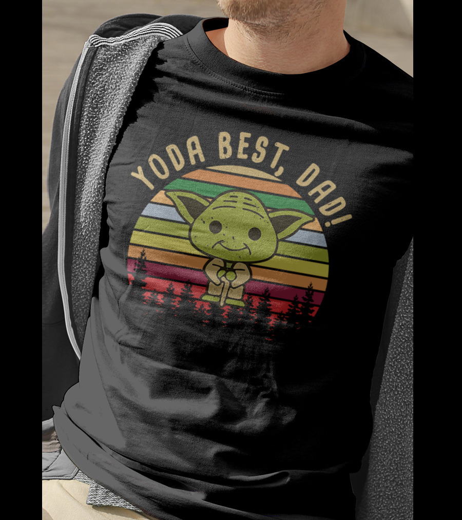 Yoda Best Dad Vintage Sunset With Baby Yoda T-Shirt
