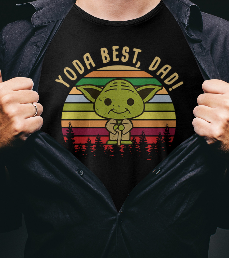 Yoda Best Dad Vintage Sunset With Baby Yoda T-Shirt