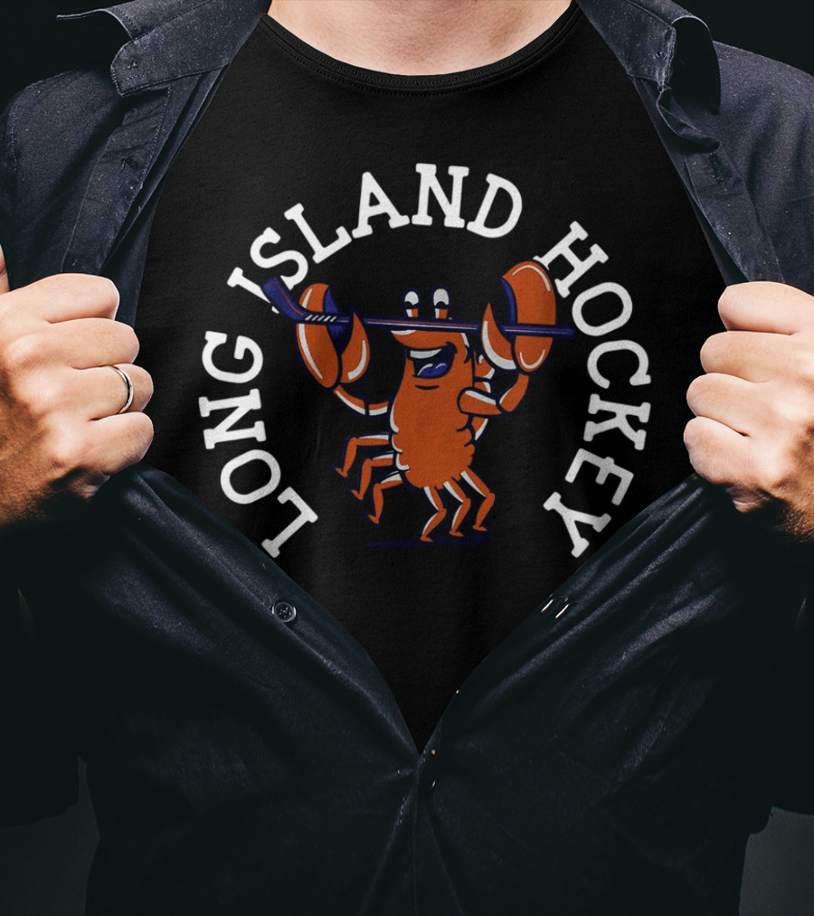 Long Island Hockey Lobster With Stick T-Shirt