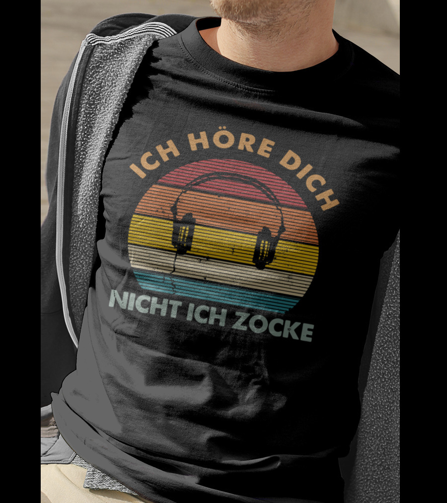 Ich Höre Dich Nicht Ich Zocke Retro Headphones Sunburst T-Shirt