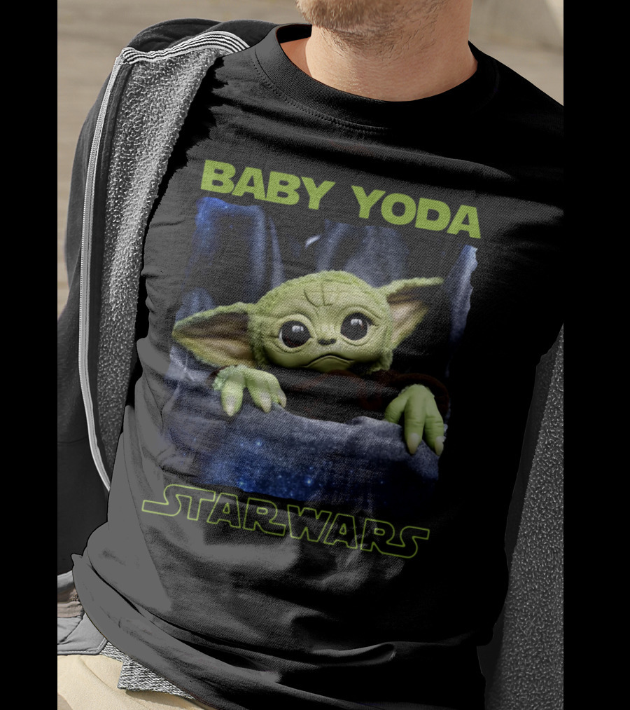 Baby Yoda Star Wars Galaxy Background T-Shirt
