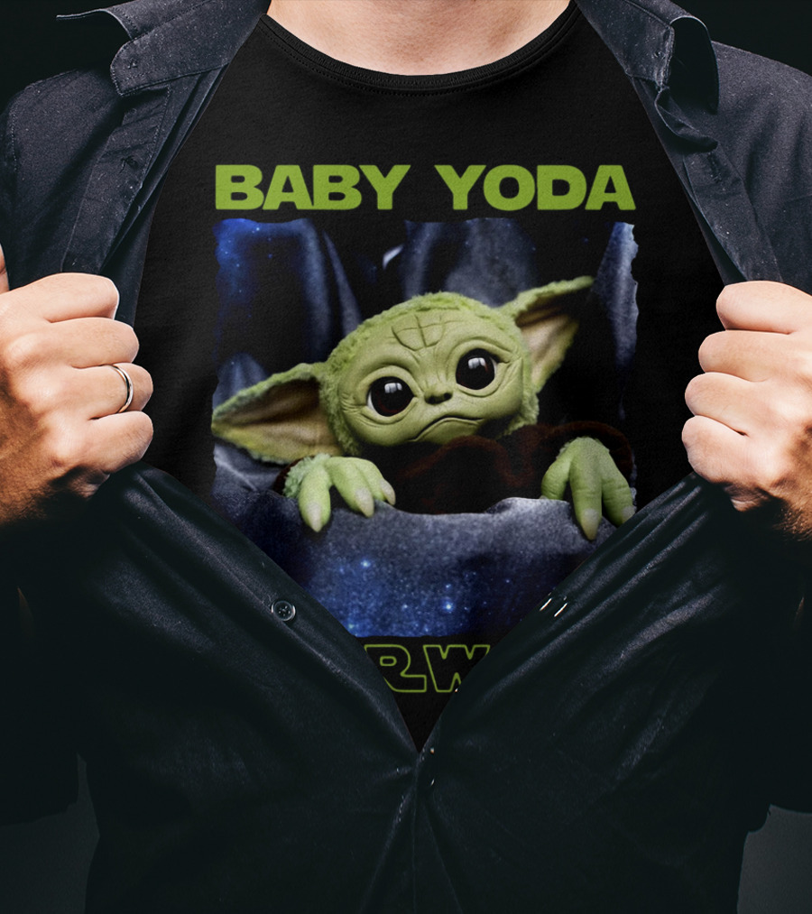 Baby Yoda Star Wars Galaxy Background T-Shirt