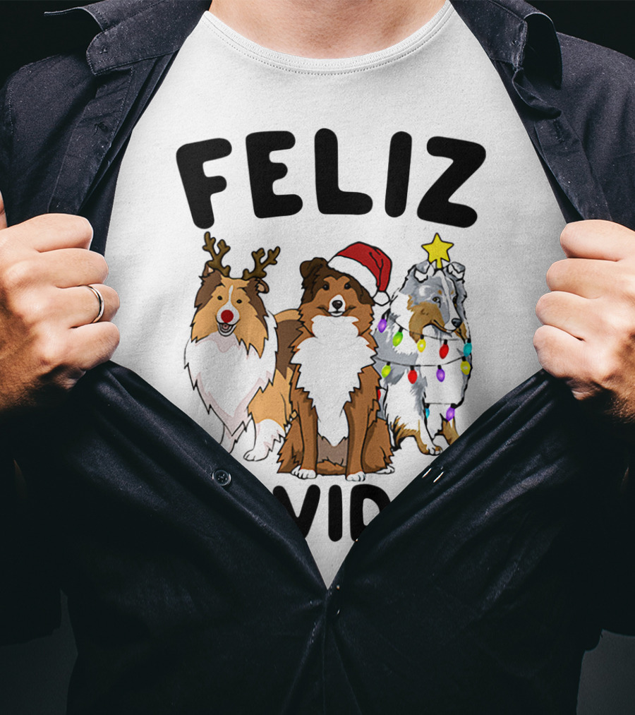 Feliz Navidog Shetland Sheepdogs Christmas Fun T-Shirt